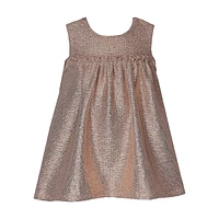 Little Girl's Foil Knit Dress & Sparkle Tweed Coat