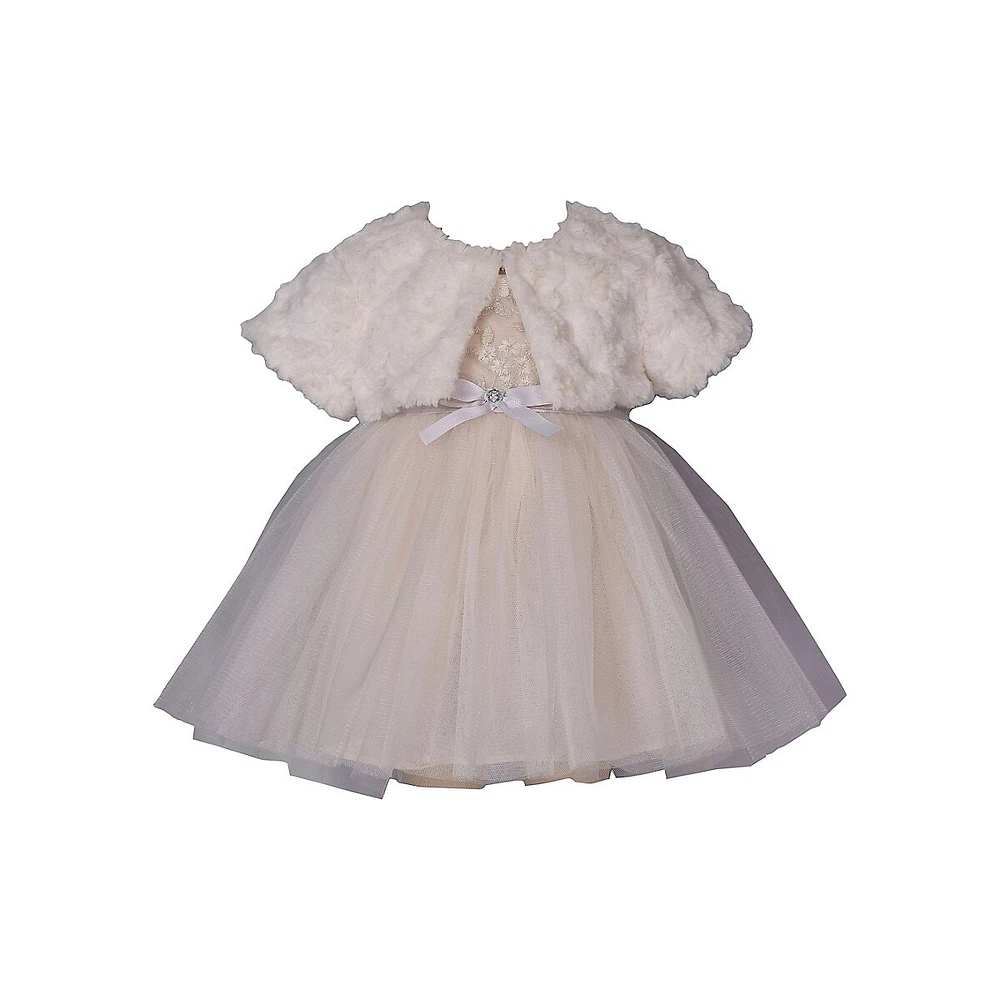 Baby Girl's Ballerina Dress & Faux Fur Jacket