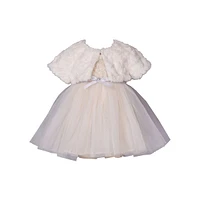 Little Girl's 2-Piece Faux Fur Cardigan & Mesh Ballerina Dress Set