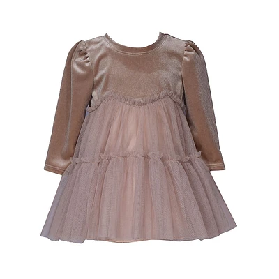 Robe flottante en velours et maille pour petite fille