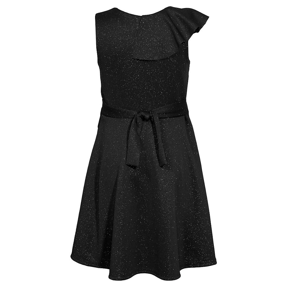 Girl's Sparkle Side Ruffle Skater Dress