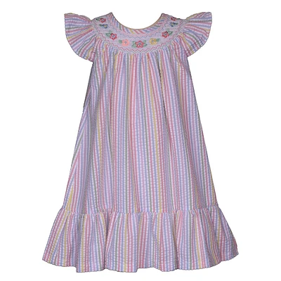 Robe en seersucker rayée pour petite fille