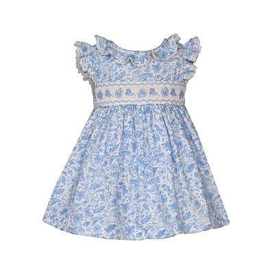 Ensemble robe et bloomer à imprimé toile froncée pour bébé fille