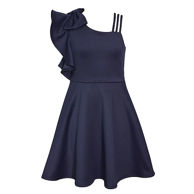 Girl's One-Shoulder Scuba Crepe Dress