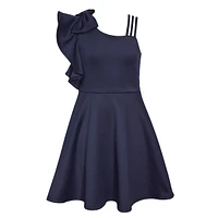Girl's One-Shoulder Scuba Crepe Dress