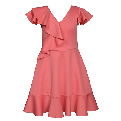 Girl's Side-Ruffle Skater Dress
