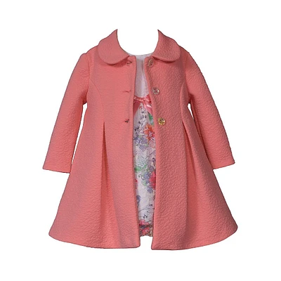 Ensemble 2 pièces robe et manteau plissés princesse pour petite fille