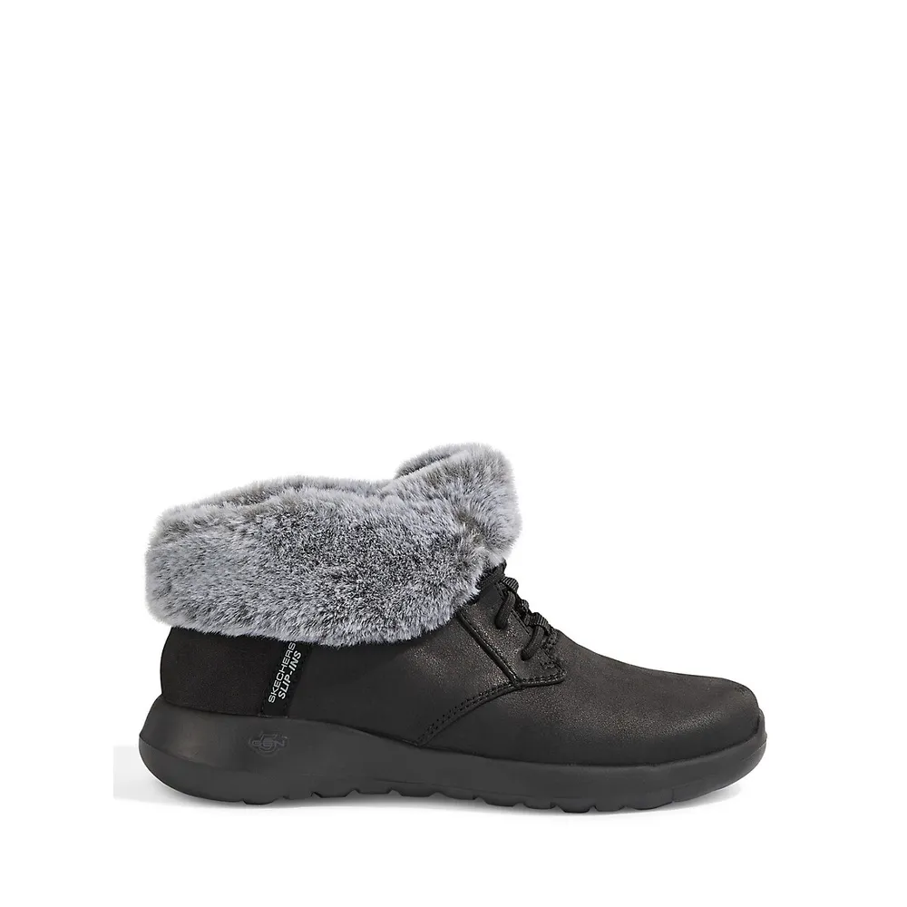 ankle boots with fur collar