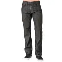 Men's Relaxed Straight Premium Denim Jeans Dirty Tinted Whiskering Wash Signature 5 Pocket