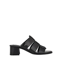 Audrey Strappy Block-Heel Mules