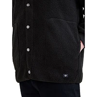 Relaxed Faux Shearling Snap-Front Jacket