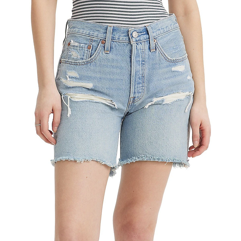 501 Mid Thigh Denim Shorts Earthquake