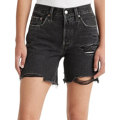 501 Destructed Mid-Thigh Denim Shorts