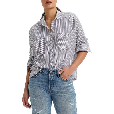Harrison Striped Raglan-Sleeve Shirt