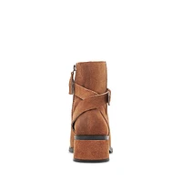 Leland Strappy Block-Heel Suede Booties