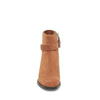 Leland Strappy Block-Heel Suede Booties