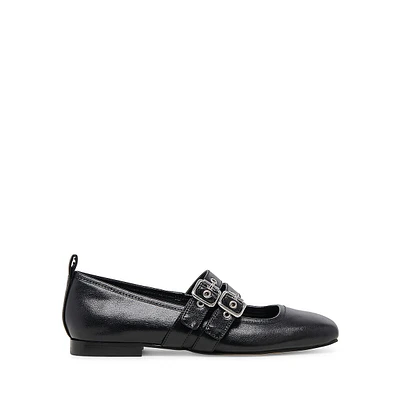 Ashlyn Square-Toe Leather Mary-Jane Flats