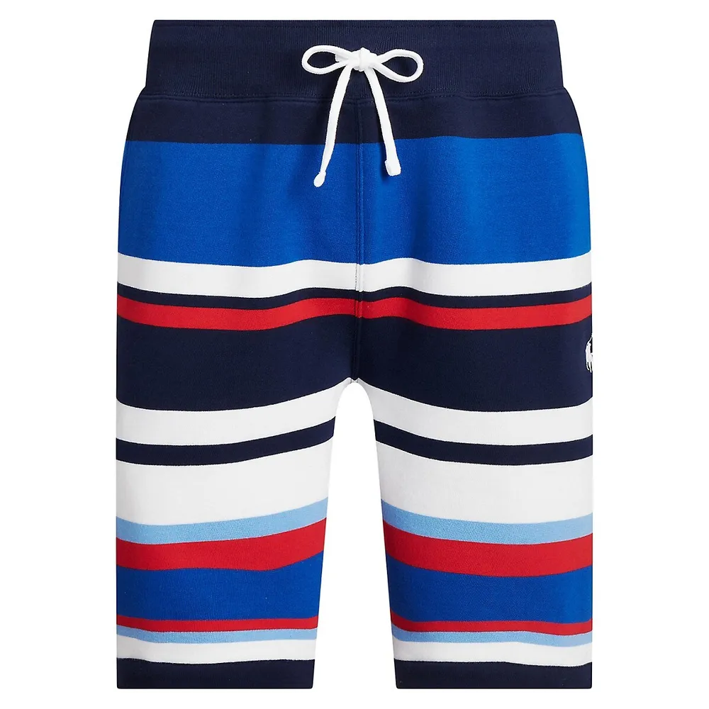 Striped Fleece Drawstring Shorts