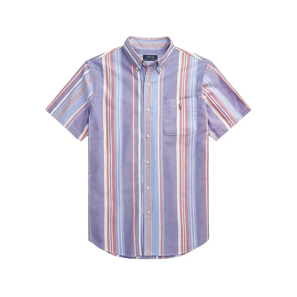 Classic-Fit Short-Sleeve Striped Oxford Shirt