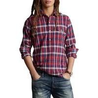 Classic-Fit Madras Plaid Popover Shirt