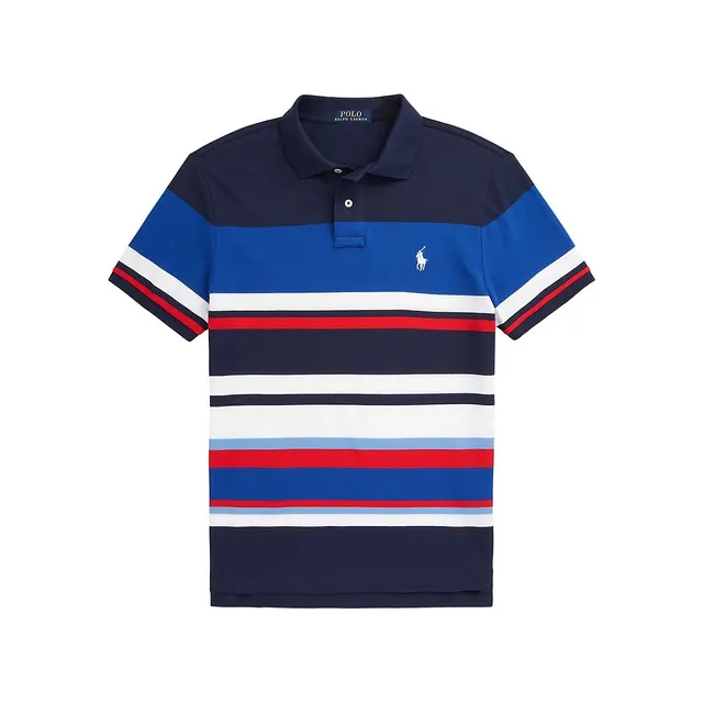 POLO RALPH LAUREN CUSTOM SLIM FIT STRIPED MESH POLO SHIRT