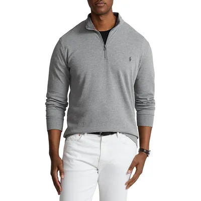 Polo Ralph Lauren Mens Luxury Jersey Quarter-Zip Pullover-Medium 