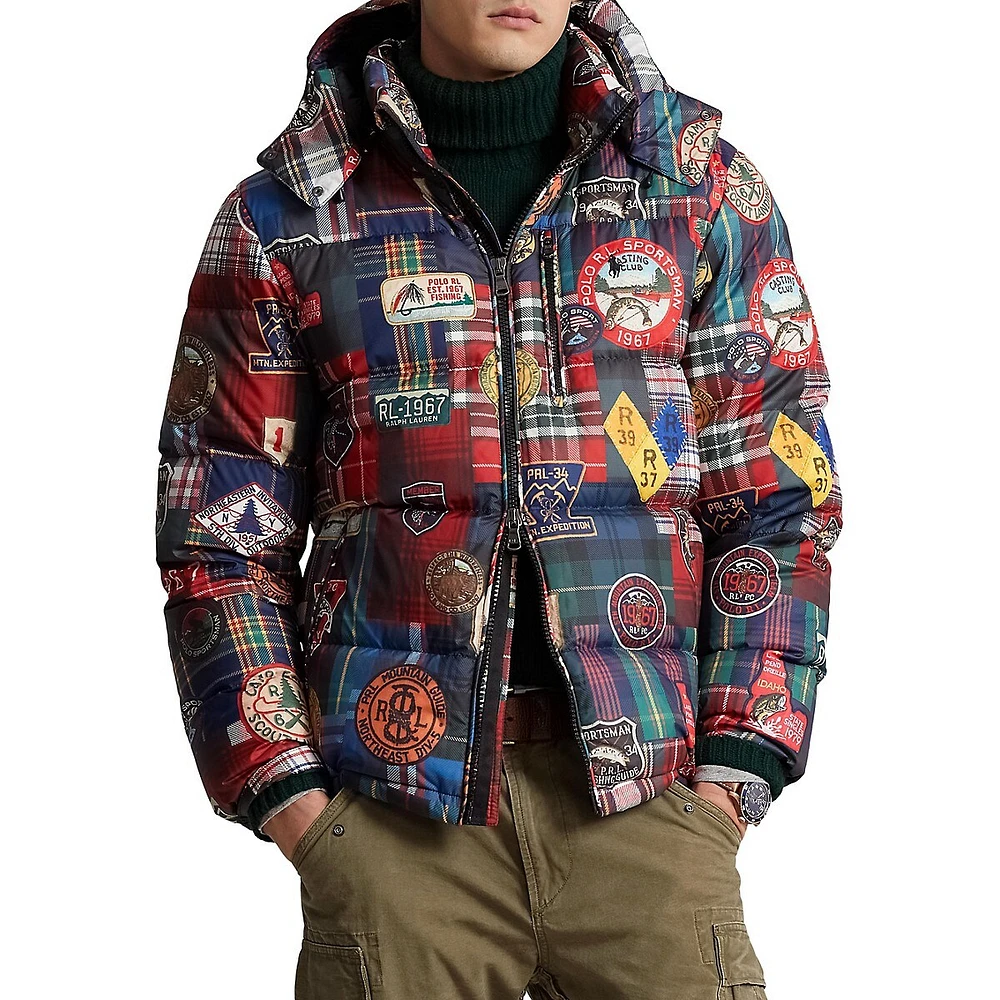 Manteau hydrofuge en duvet à imprim