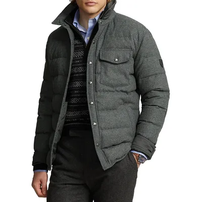 Wool-Blend Down-Fill Quilted Jacket