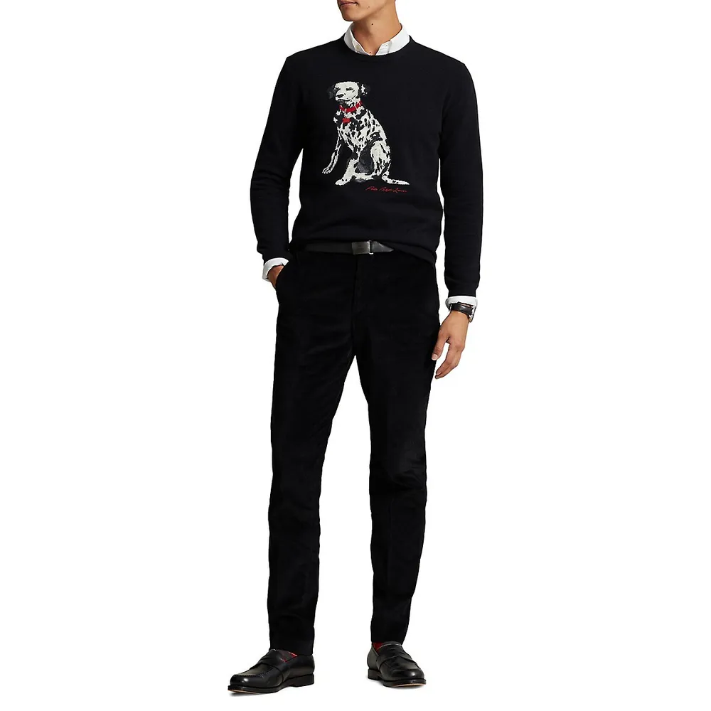 Dalmatian Intarsia-Knit Cashmere Sweater