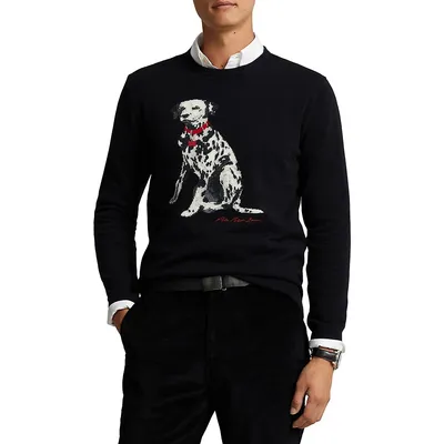 Dalmatian Intarsia-Knit Cashmere Sweater