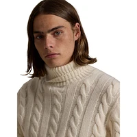 Cable-Knit Wool-Cashmere Turtleneck Sweater