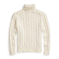 Cable-Knit Wool-Cashmere Turtleneck Sweater