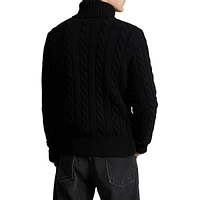 Cable-Knit Wool & Cashmere Turtleneck Sweater