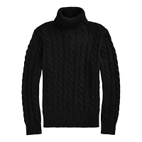Cable-Knit Wool & Cashmere Turtleneck Sweater