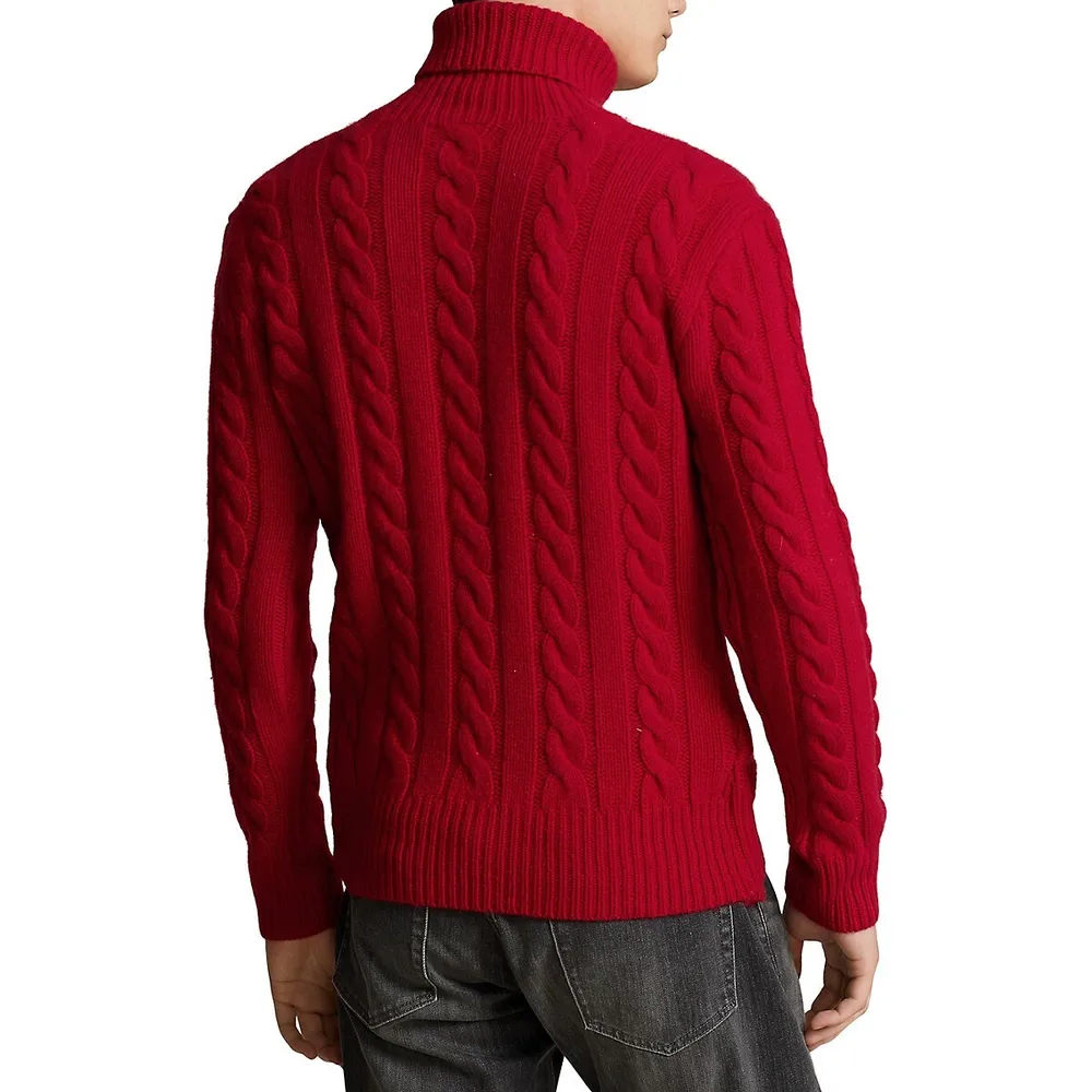 Cable-Knit Wool & Cashmere Turtleneck Sweater