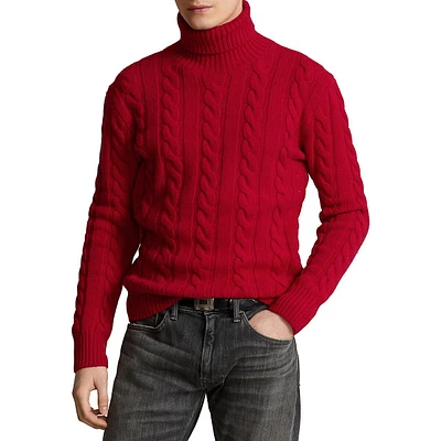 Cable-Knit Wool & Cashmere Turtleneck Sweater