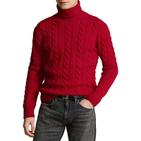 Cable-Knit Wool & Cashmere Turtleneck Sweater