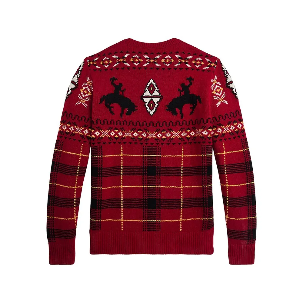 Western-Inspired Fair Isle Wool Sweater