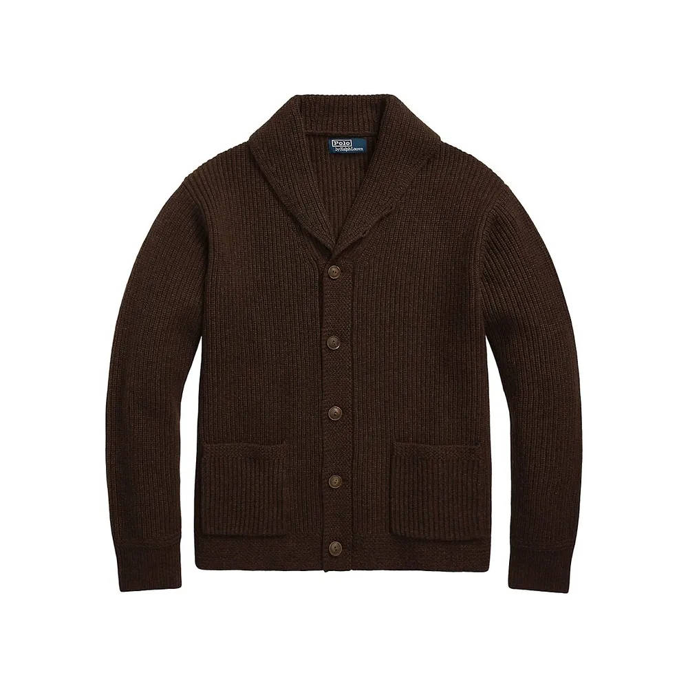 Wool-Blend Shawl-Collar Cardigan