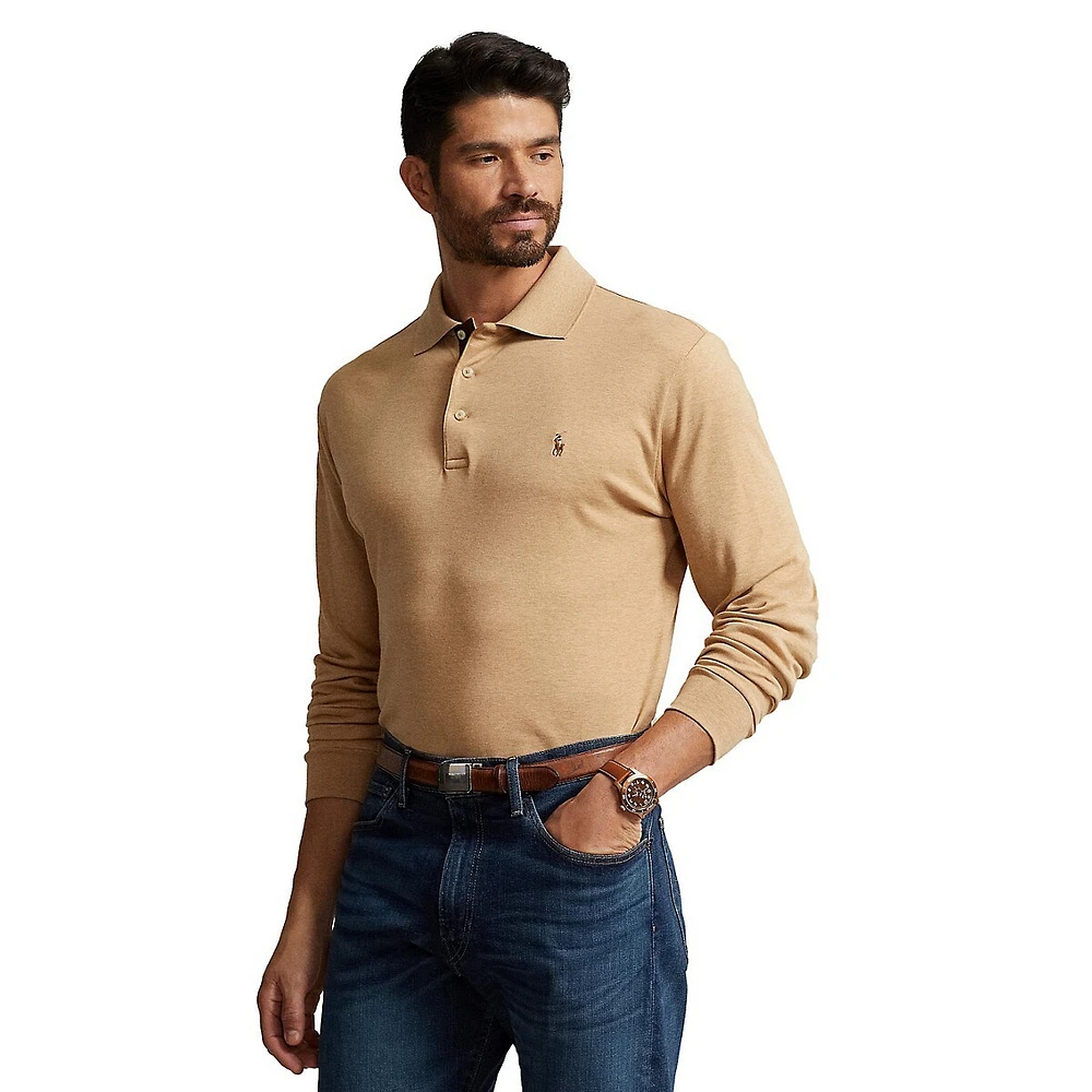 Big & Tall Soft Cotton Long-Sleeve Polo Shirt