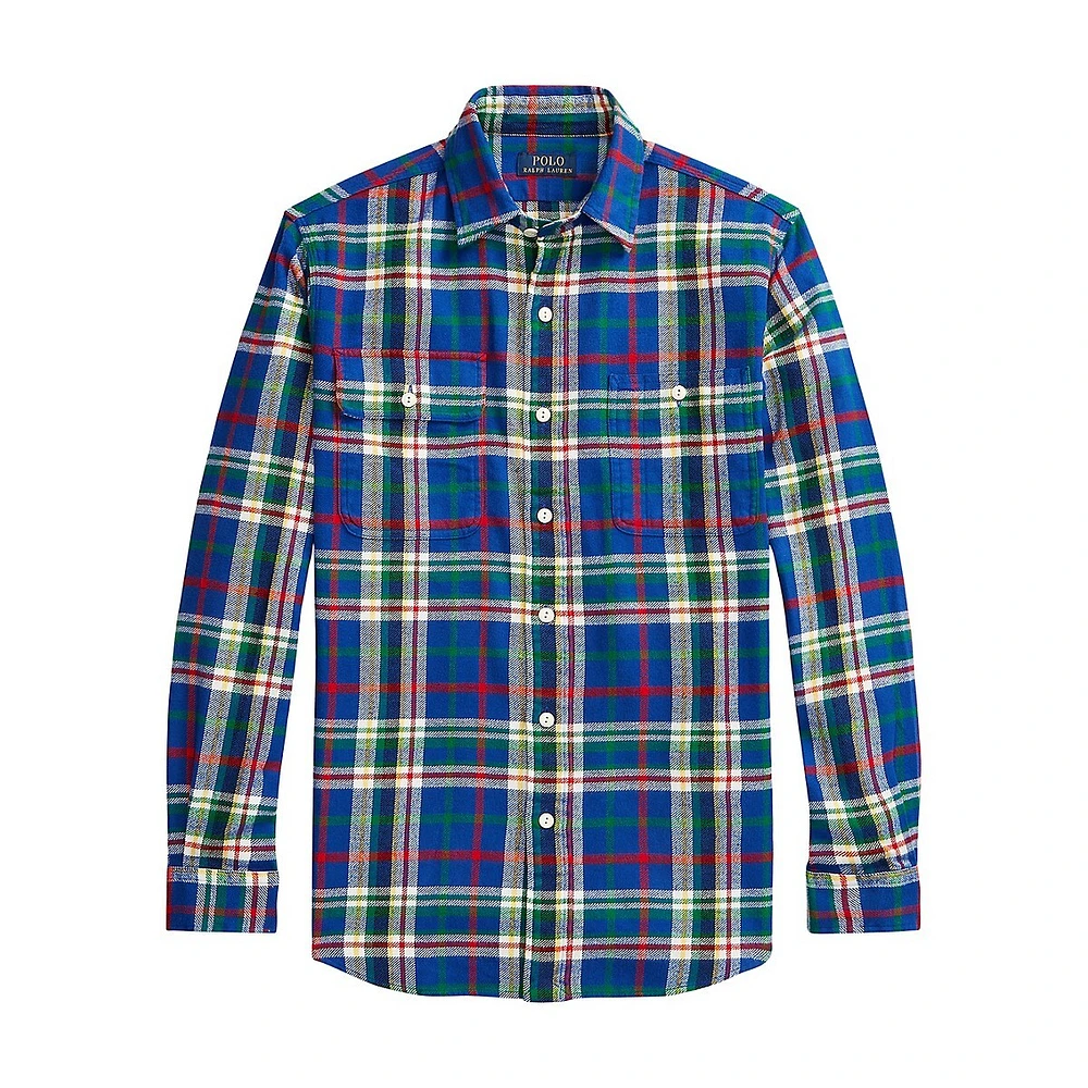 ​Classic-Fit Plaid Flannel Workshirt