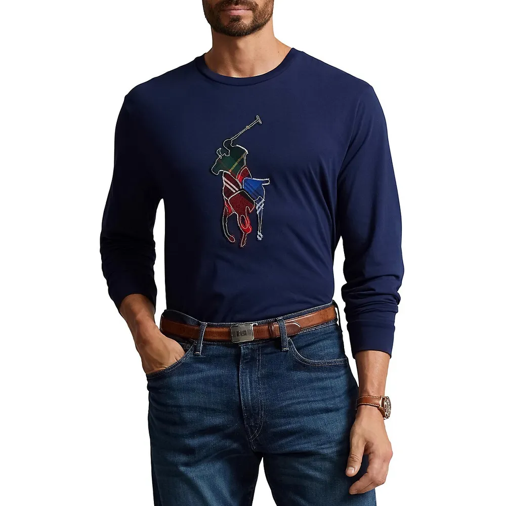 Big & Tall Patchwork Pony Long-Sleeve T-Shirt