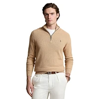 Mesh-Knit Cotton Quarter-Zip Sweater