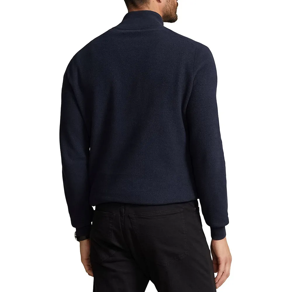 Big & Tall Cotton Mesh Quarter-Zip Pullover