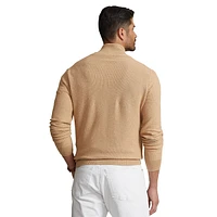 Big & Tall Mesh-Knit Cotton Quarter-Zip Sweater