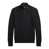 Cotton Mesh Quarter-Zip Pullover