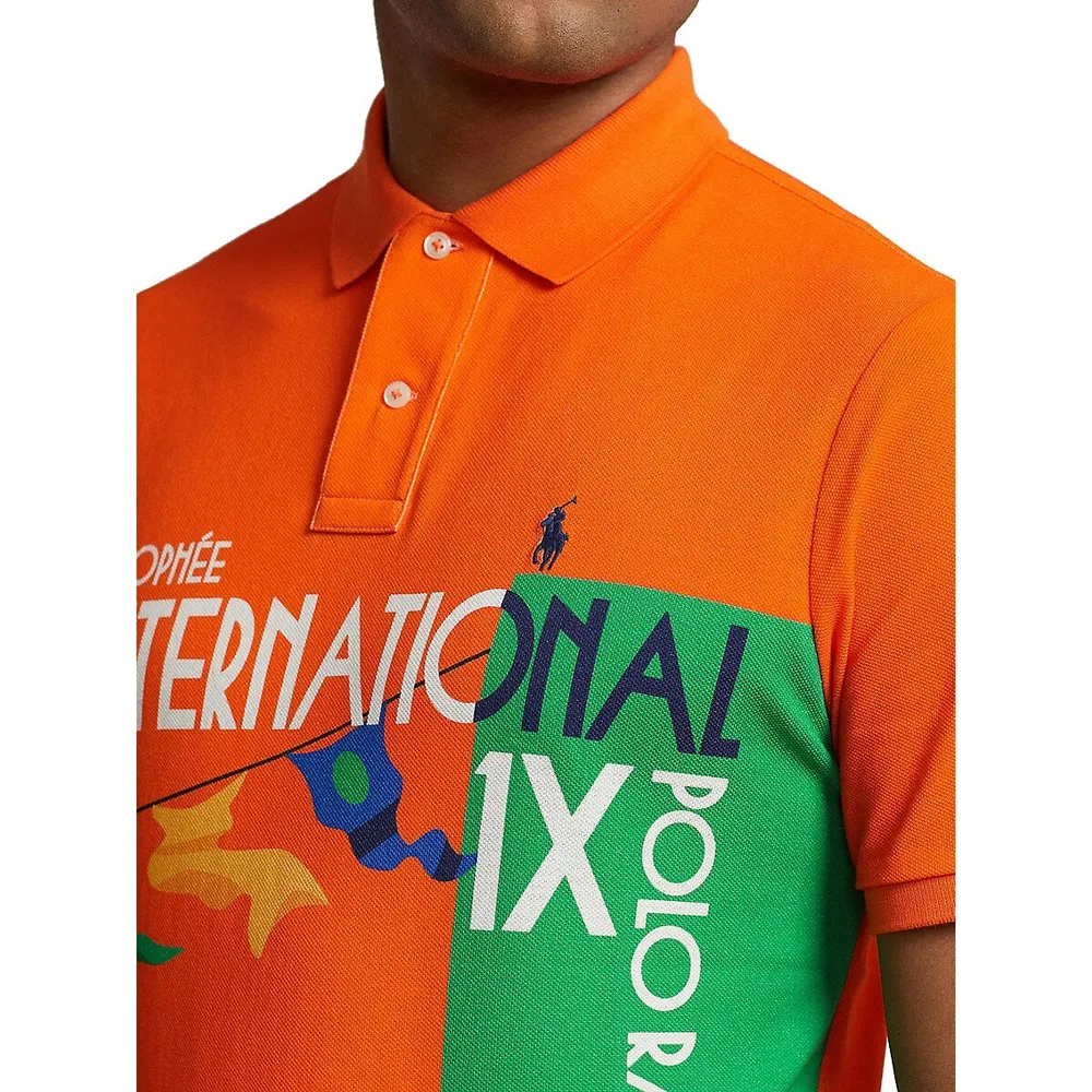 ​Classic-Fit Mesh Graphic Polo Shirt