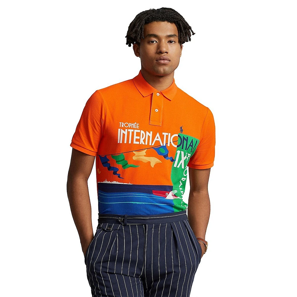 ​Classic-Fit Mesh Graphic Polo Shirt