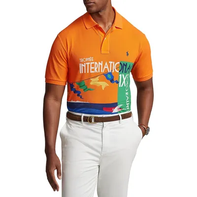 Big & Tall Mesh Graphic Polo Shirt