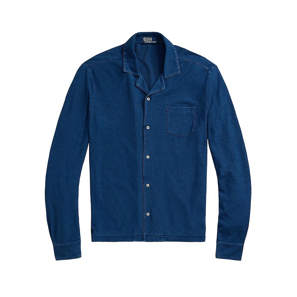 Indigo-Dyed Mesh Camp Shirt